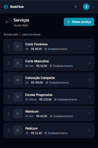 Cadastro de serviços